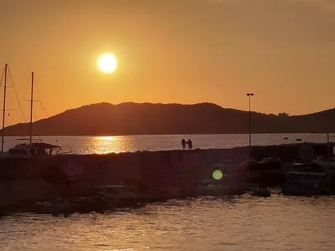 Sunset at the port Stock Photos