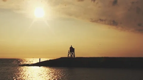 Sunset on port of Stavoren. Stock Footage 95438106
