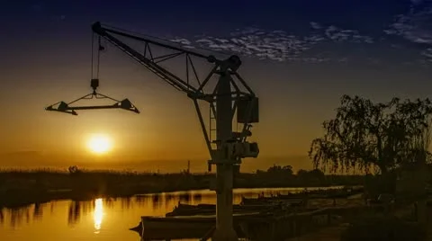 Sunset in the Port Timelapse Stockbeeldmateriaal 10909611