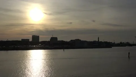 Sunset port of Warnemuende time lapse Video stock 131942869