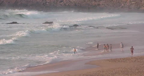 Sunset at Portuguese beach Stock Footage 41470206