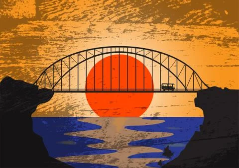 Sunset Postcard Stock Illustration