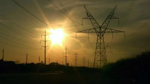 Sunset with Power Lines 4 Video stock 22108865