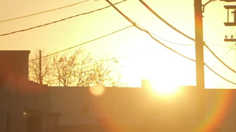 Sunset power lines Stock Footage 46804653
