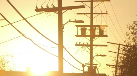 Sunset power lines Stock Footage 46804827