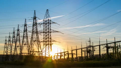 Sunset at power plant Stock-Footage 61361097
