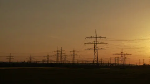 Sunset with Power Poles Stock Footage 29205249