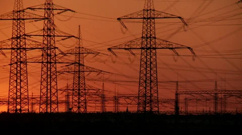 Sunset with Power Poles Stock Footage 29207365