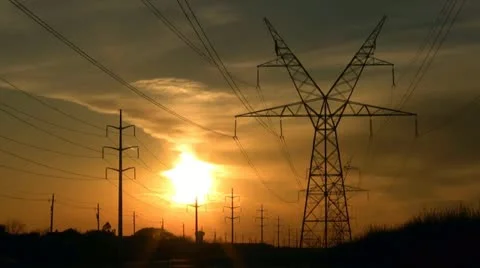 Sunset with Powerlines 1 Video stock 22109242