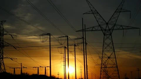 Sunset Powerlines 2 Stock Footage 21946550