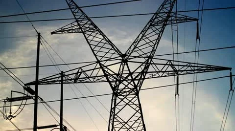 Sunset Powerlines 4 Video stock 21955344