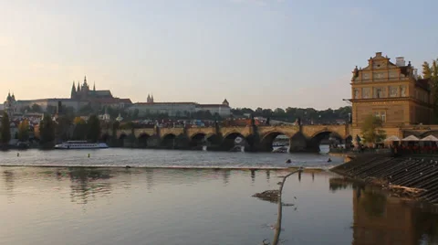 Sunset in Prague Stock Footage 36038353