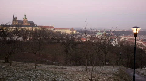 Sunset of Prague panorama 30p Stock Footage 315619