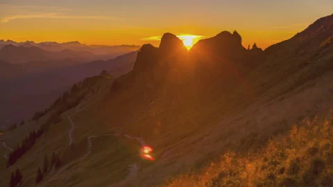 Sunset pre alps mountains Видео 161496231