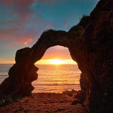 Sunset at a private beach Stock Photos