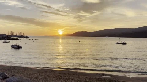 Sunset at Propriano beach. Stock Footage 285337400