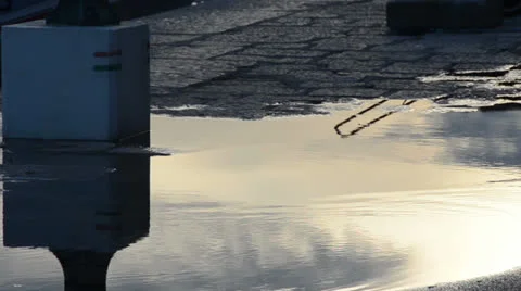Sunset puddle Stock Footage 24710433