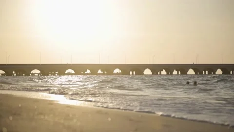 Sunset at Puerto Progreso beach, Yucatan Video stock 190068341