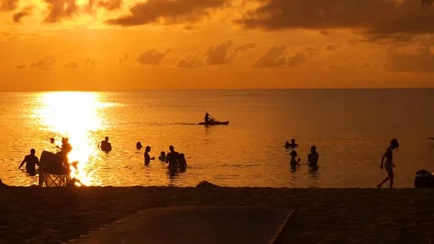 Sunset at Puerto Rico Beach Isabela Stock Footage 277644499