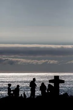 Sunset at Punta de lobos, Chile Stock Photos
