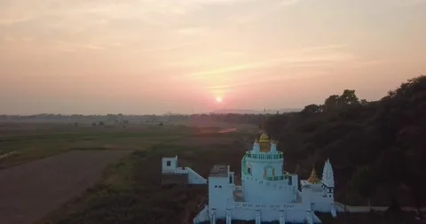 Sunset at Pyi Lone San Dat Paung Su Pagoda Amarapura, Myanmar (Burma) Stock Footage 200001105