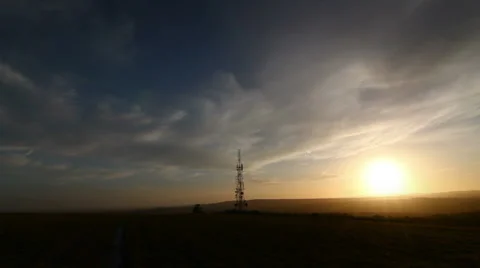 Sunset with pylon Video stock 6573655