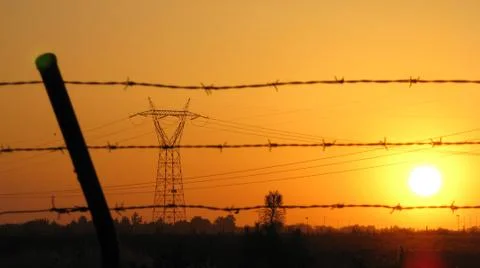 Sunset pylon - Stock image Stock Photos
