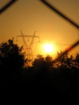 Sunset pylon - Stock image Stock Photos