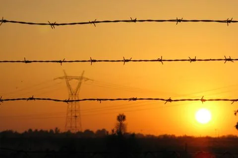 Sunset pylon - Stock image Stock Photos