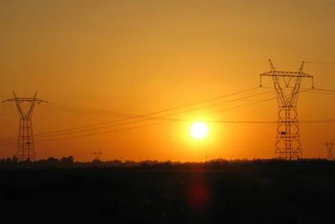 Sunset pylon - Stock image Stock Photos