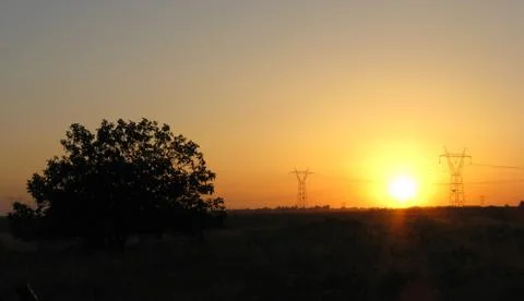 Sunset pylon - Stock image Stock Photos