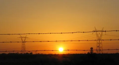 Sunset pylon - Stock image Stock Photos
