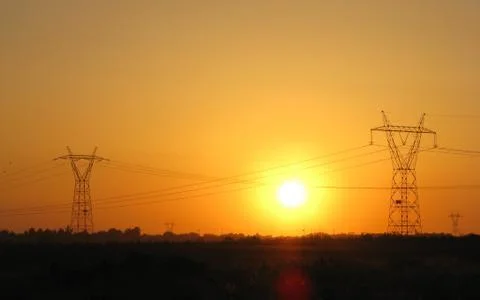 Sunset pylon - Stock image Stock Photos