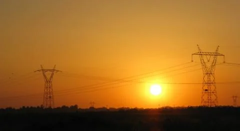 Sunset pylon - Stock image Stock Photos