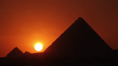 Sunset on the Pyramids of Giza Stock Footage 34811444