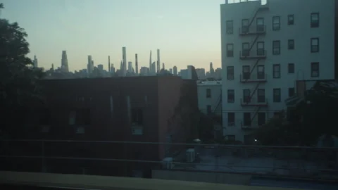 Sunset on Queens NY Subway Train Stock Footage 341848712