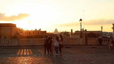 Sunset from Quirinal Square (Piazza Del Quirinale), Rome Stock Footage 95978864