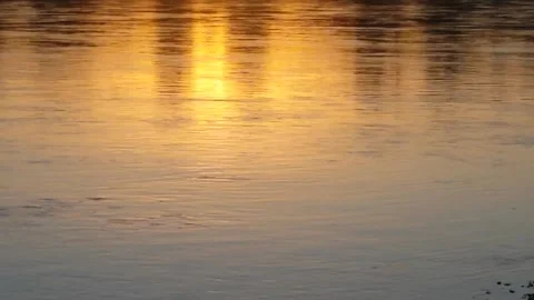 Sunset on the quite water of the river Stock Footage 165362894
