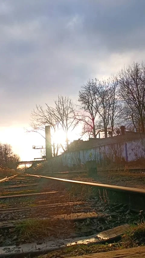 Sunset on the railroad Stock Footage 230125755