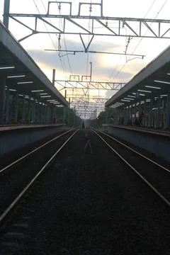 Sunset on the Railroad Stock Photos