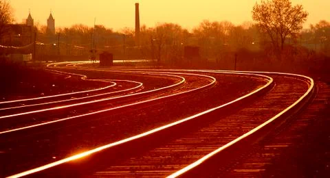Sunset Railroad Tracks Foto stock