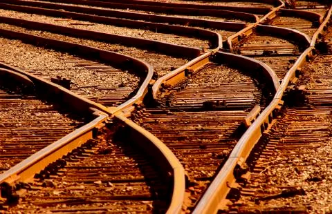 Sunset Railroad Tracks Stock Photos