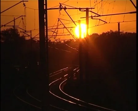 Sunset railway Stock Footage 8687980