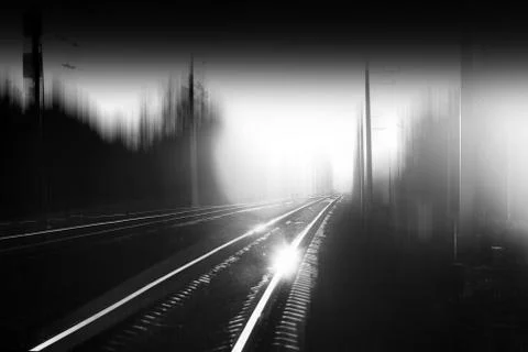 Sunset railway with light leak background Stock-Fotos