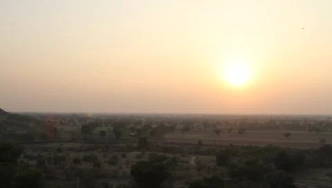 Sunset Rajasthan pan 스톡 동영상 5162934