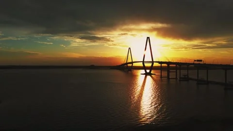 Sunset at the Ravenel Bridge Stock Footage 279797857