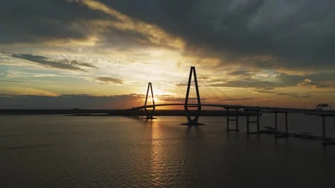 Sunset at the Ravenel Bridge Stock Footage 279797861