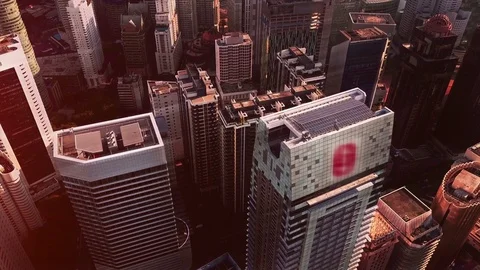 Sunset rays in the big city. Aerial view of Kuala Lumpur city in Malaysia Stock Footage 74472513