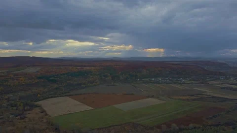Sunset rays. Rainy sky and landscape view. Stock Footage 165165014