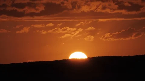 Sunset Real Time 4k - Sun Setting Behind Island - Sweden Nature Stock Footage 125048093